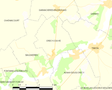 Carte de la commune de Crécy-Couvé.