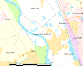 Mapa obce Gagnac-sur-Garonne