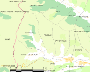 Poziția localității Poubeau