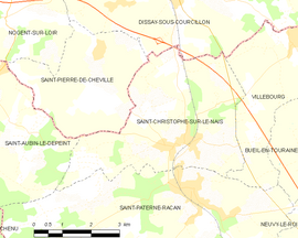 Mapa obce Saint-Christophe-sur-le-Nais