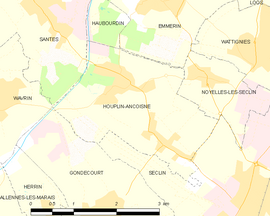 Mapa obce Houplin-Ancoisne