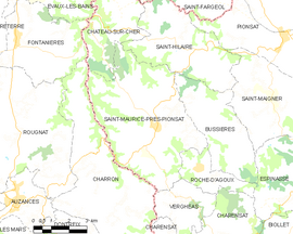 Mapa obce Saint-Maurice-près-Pionsat