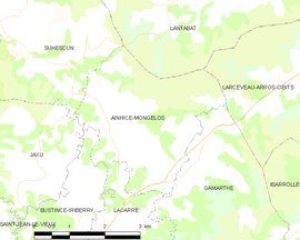 Mapa obce Ainhice-Mongelos