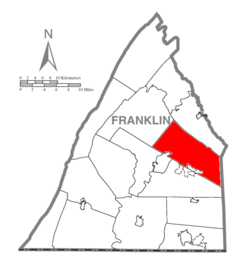 Map of Franklin County, Pennsylvania highlighting Greene Township