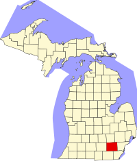 Washtenaw County na mapě Michiganu