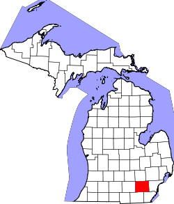map of Michigan highlighting Washtenaw County