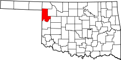 map of Oklahoma highlighting Ellis County