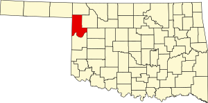 Map of Oklahoma highlighting Ellis County