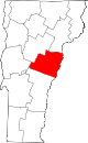 Mapa del estado que destaca el condado de Orange