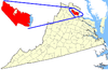 Location of Prince William County in Virginia