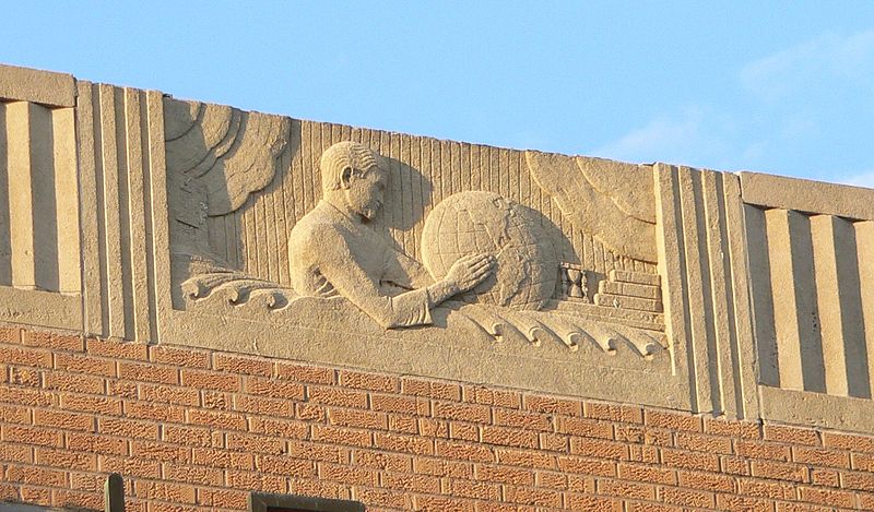 File:Marysville, Kansas high school N side center relief 1.JPG