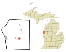 Mason County Michigan Incorporated and Unincorporated areas Custer Highlighted.svg