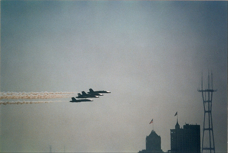 File:McDonnell Douglas F A-18A Blue Angels Diamond at Sutro Tower (5092869098) (2).jpg