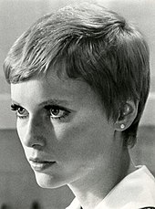 In Rosemary's Baby (1968), Mia Farrow portrays a young woman who is impregnated by Satan. Mia Farrow - Rosemary's Baby.jpg