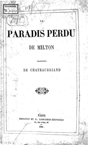 File:Milton - Le Paradis perdu, trad. de Chateaubriand, Renault et Cie, 1861.djvu