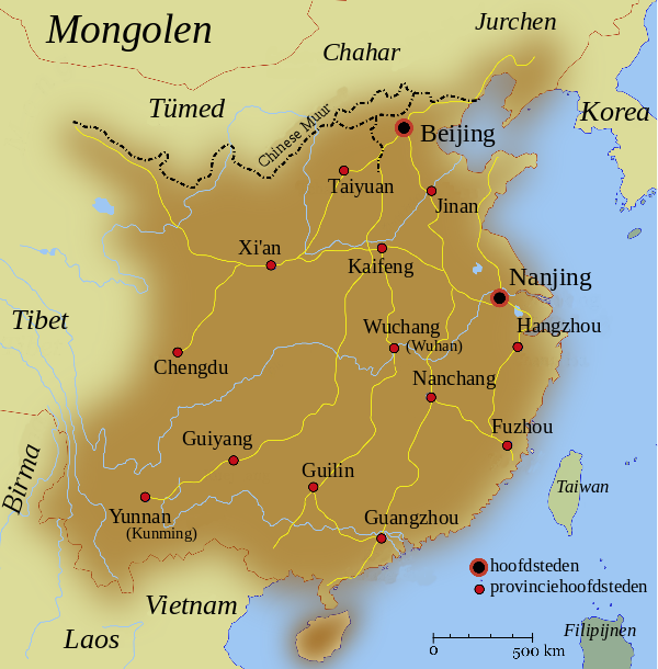 Het rijk van de Ming-dynastie eind zestiende eeuw