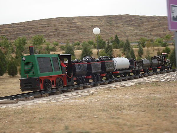 Preserved typical mine train at the Museu de Les Mines d' Eschucha, Eschucha, Spain