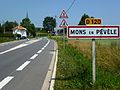Mons-en-Pévèle (Nord, Fr) city limit sign.JPG
