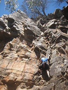 Toproping Balthazar (12) near Boulder Bridge.