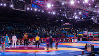 Olympic Freestyle Wrestling at Excel - 96kg Gold Medal Winner - Victory Ceremony 002.jpg