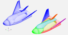 An OpenVSP HL-20 model alongside its unstructured mesh generated using the CompGeom tool OpenVSP CompGeom.png