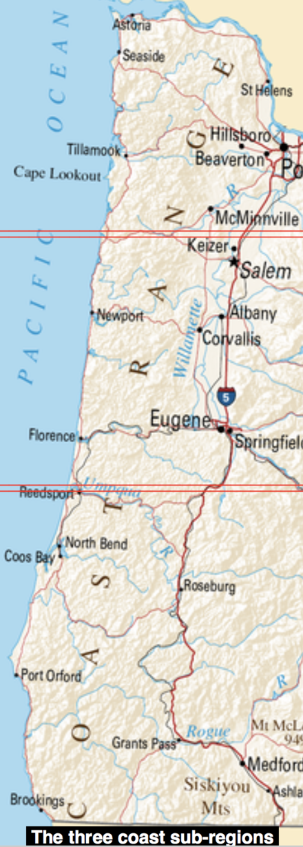Map of the Oregon Coast