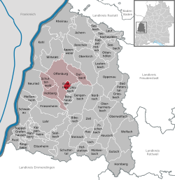 Elhelyezkedése Baden-Württemberg térképén