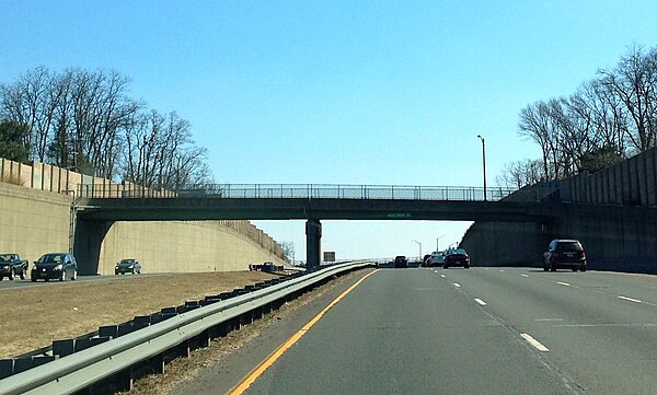 Overpass to nowhere seen from Route 24 in Summit, walled off on both ends to close the Brantwood Drive intersection with Route 124