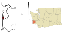 Pacific County Washington Incorporated ve Unincorporated alanlar Ocean Park Highlighted.svg