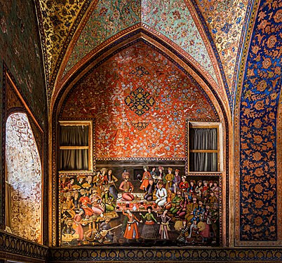Painting on the east wall of the north bay of central audience hall of Chehel Sotoun Palace, Isfahan, Iran