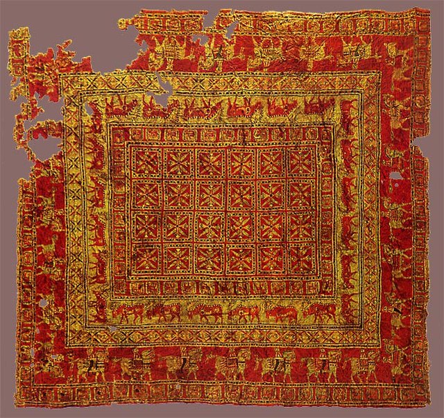 The Pazyryk Carpet. Circa 400 BC. Hermitage Museum