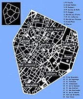 Map of Brussels' Pentagon and its districts (in French) Pentagone Bxl.01.jpg