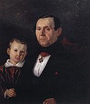Porträtt av Vladimir Platonovitj Sukatjov och hans far Platon Petrovitj Sukatjov, 1854. Målning av Mikhail Ivanovitj Peskov (1834-1864).