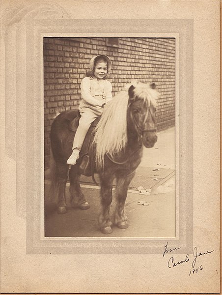 File:Photograph of young girl on a pony, inscribed "Love Carole Jane 1946". (4663004755).jpg