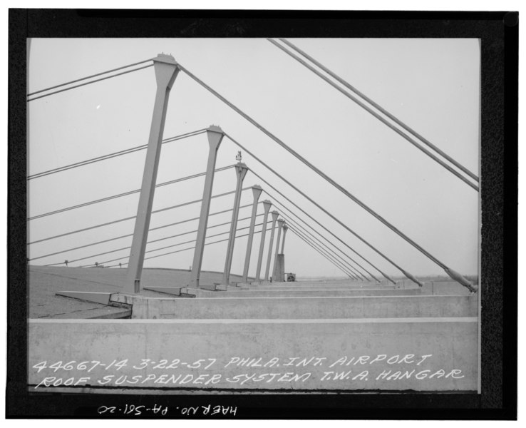 File:Photographic copy of photograph of roof suspender system taken on March 22, 1957. Photographer unknown. Original photograph property of the City of Philadelphia, Division of HAER PA,51-PHILA,713-20.tif