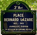 Plaque de rue de la place Bernard-Lazare