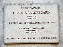 Plaque-mémorial de Claude Beauregard