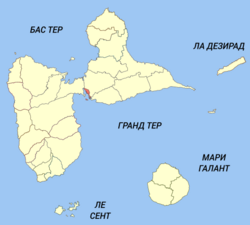 Местоположба на општината (со црвено) во рамките на Гведелуп