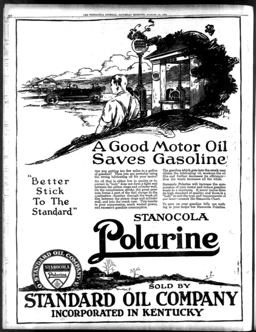 Polarine motor oil saves gasoline