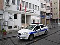 Police car by police station in Istanbul Turkey.JPG