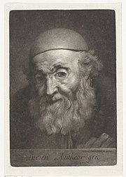 Retrato imaginario de Luciano, pintado por Rembrandt hacia 1699.