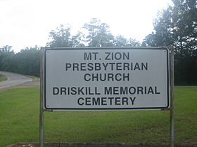 Mt. Zion Presbyterian Church and Cemetery at base of Mt. Driskill