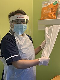 Characters used PPE, as worn by a nurse (pictured), as their costume. Primary care nurse in PPE.jpg