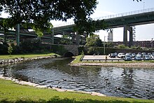 The mouth of the Quequechan near Battleship Cove