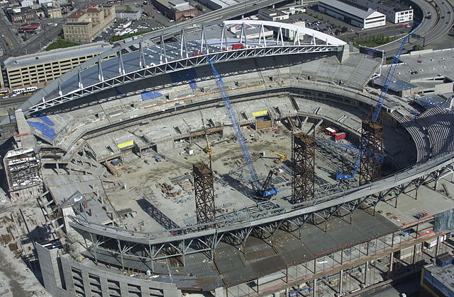 The stadium under construction in 2001
