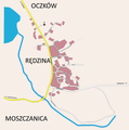 English: Map of Rędzina, a part of city Żywiec Polski: Plan dzielnicy Rędzina