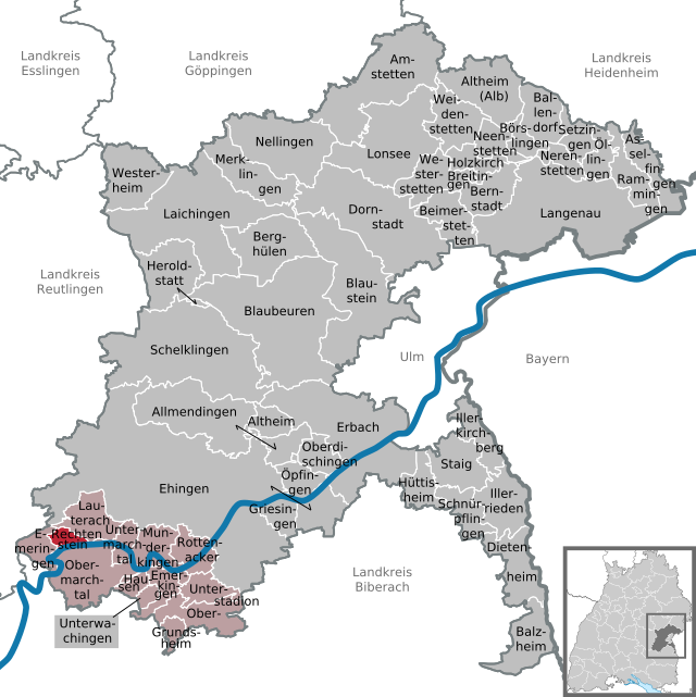 Elhelyezkedése Baden-Württemberg térképén