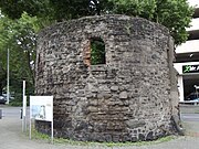 Remains of a medieval watchtower, ancient city wall of Duisburg