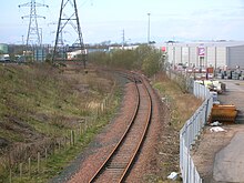 The branch leading towards the Scotfuels Depot Riccarton Scotfuels rail connection.JPG