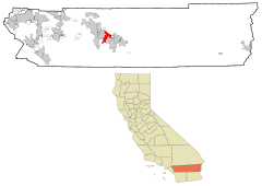 Округ Риверсайд, Калифорния, зарегистрированные и некорпоративные районы Палм-Дезерт Highlighted.svg